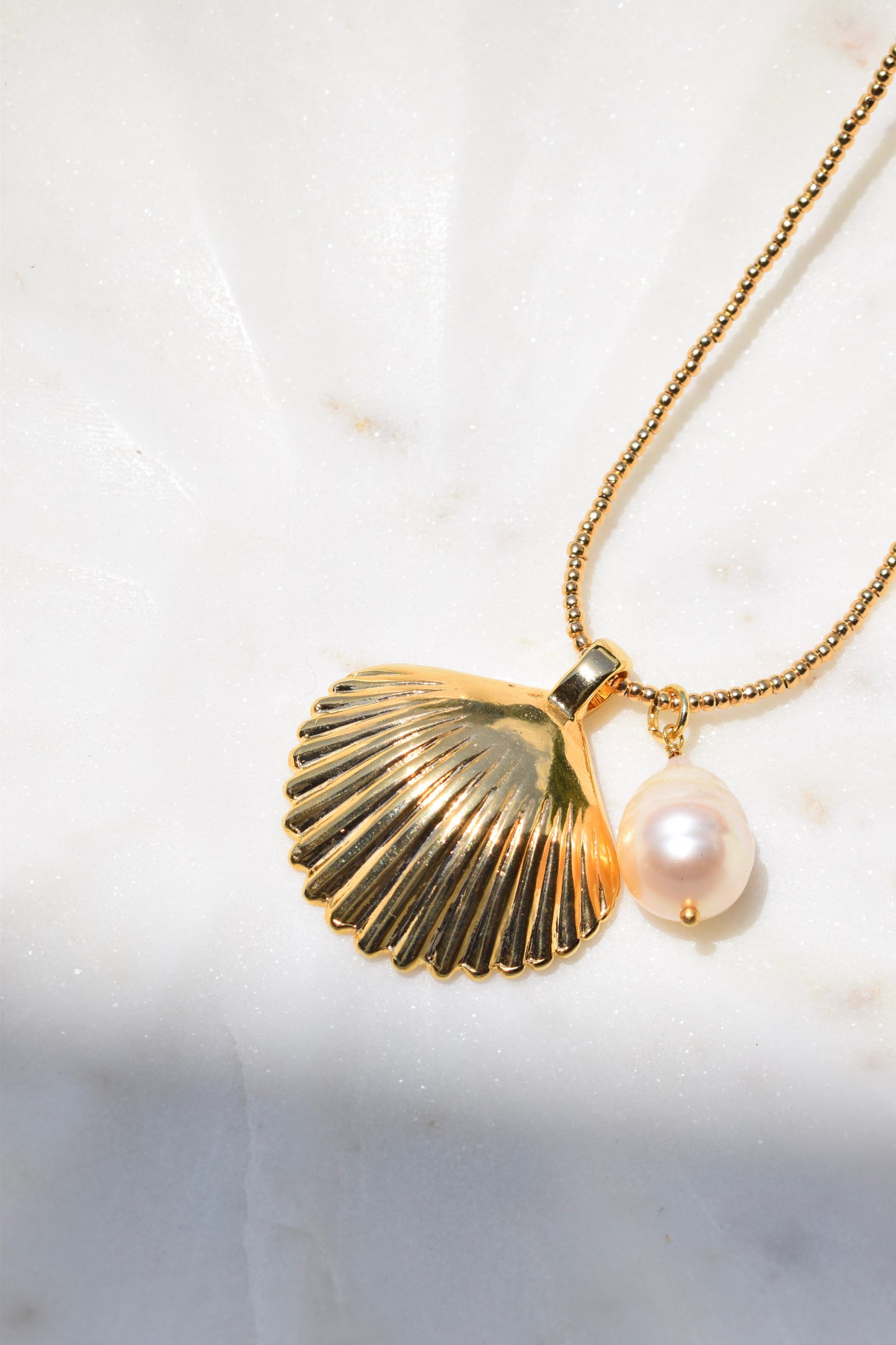 Golden Scalloped Shell Necklace