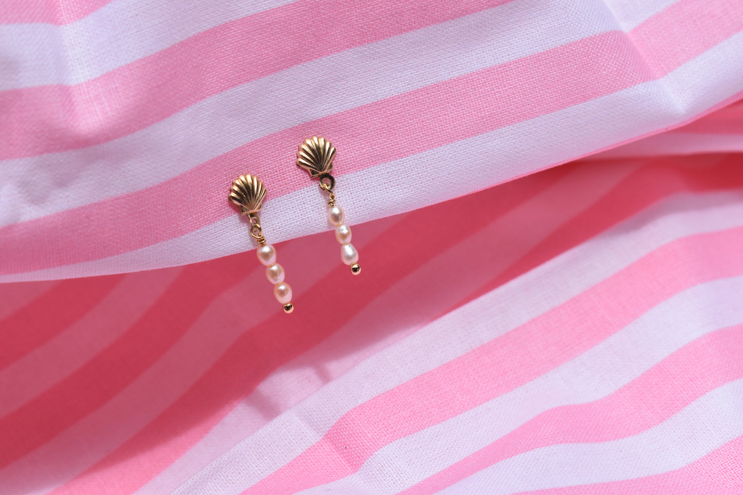 Coastal Scalloped Shell Dangly Studs