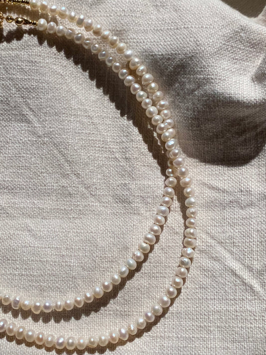 Double row pearl necklace