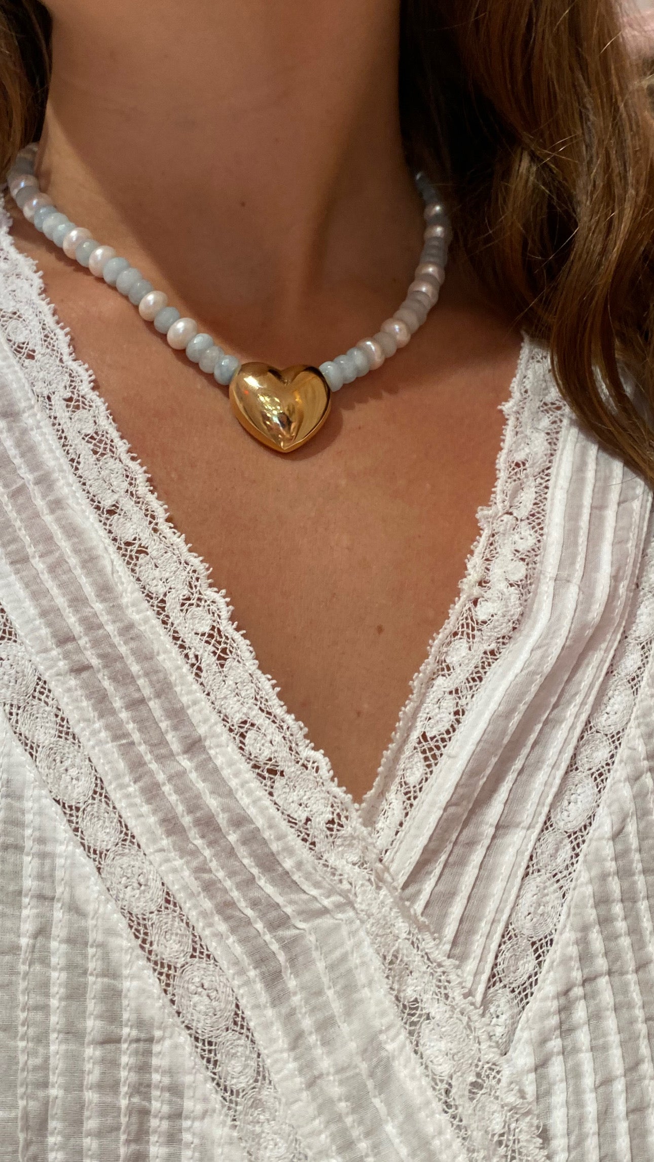 Aquamarine heart necklace