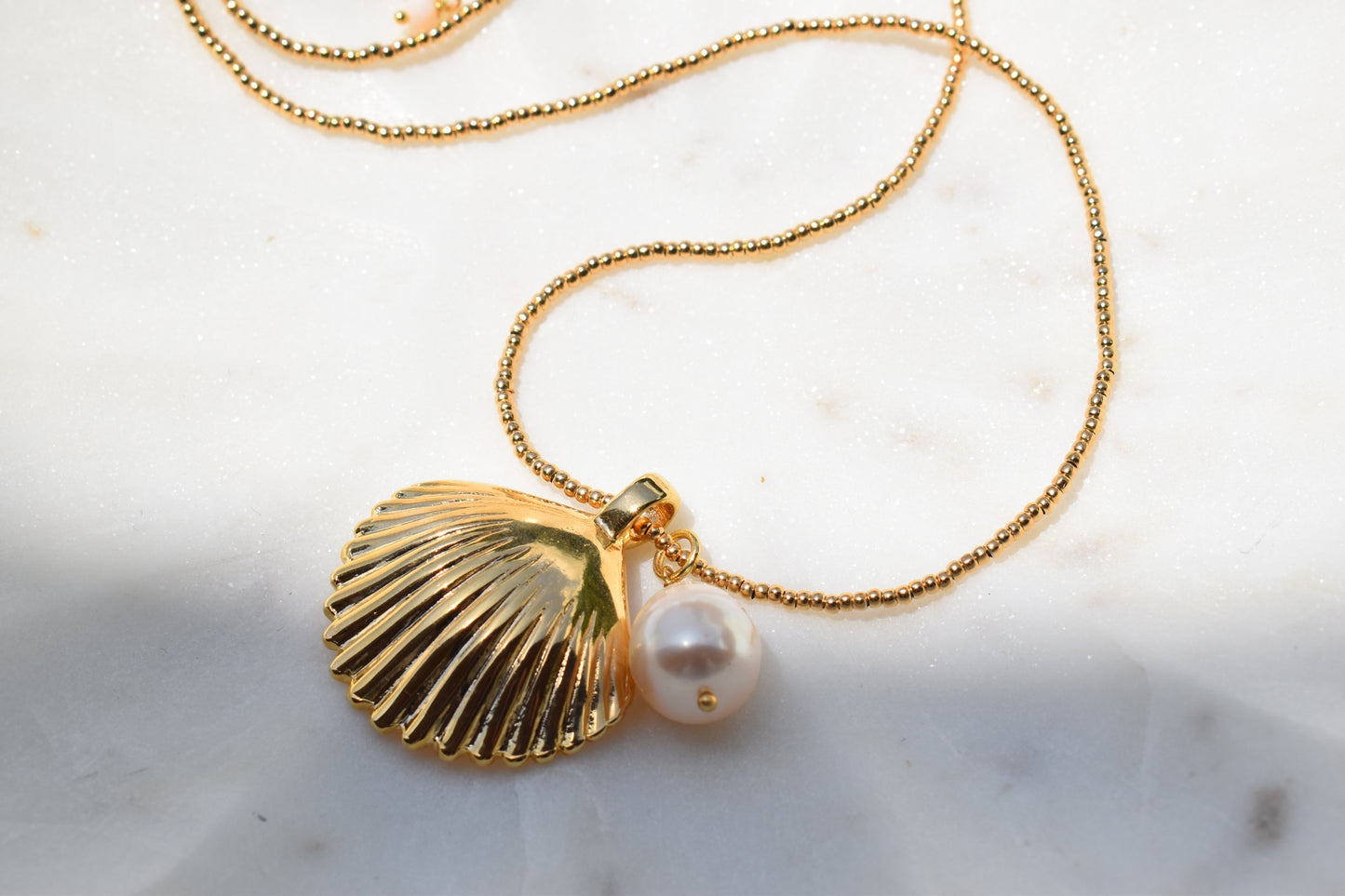 Golden Scalloped Shell Necklace