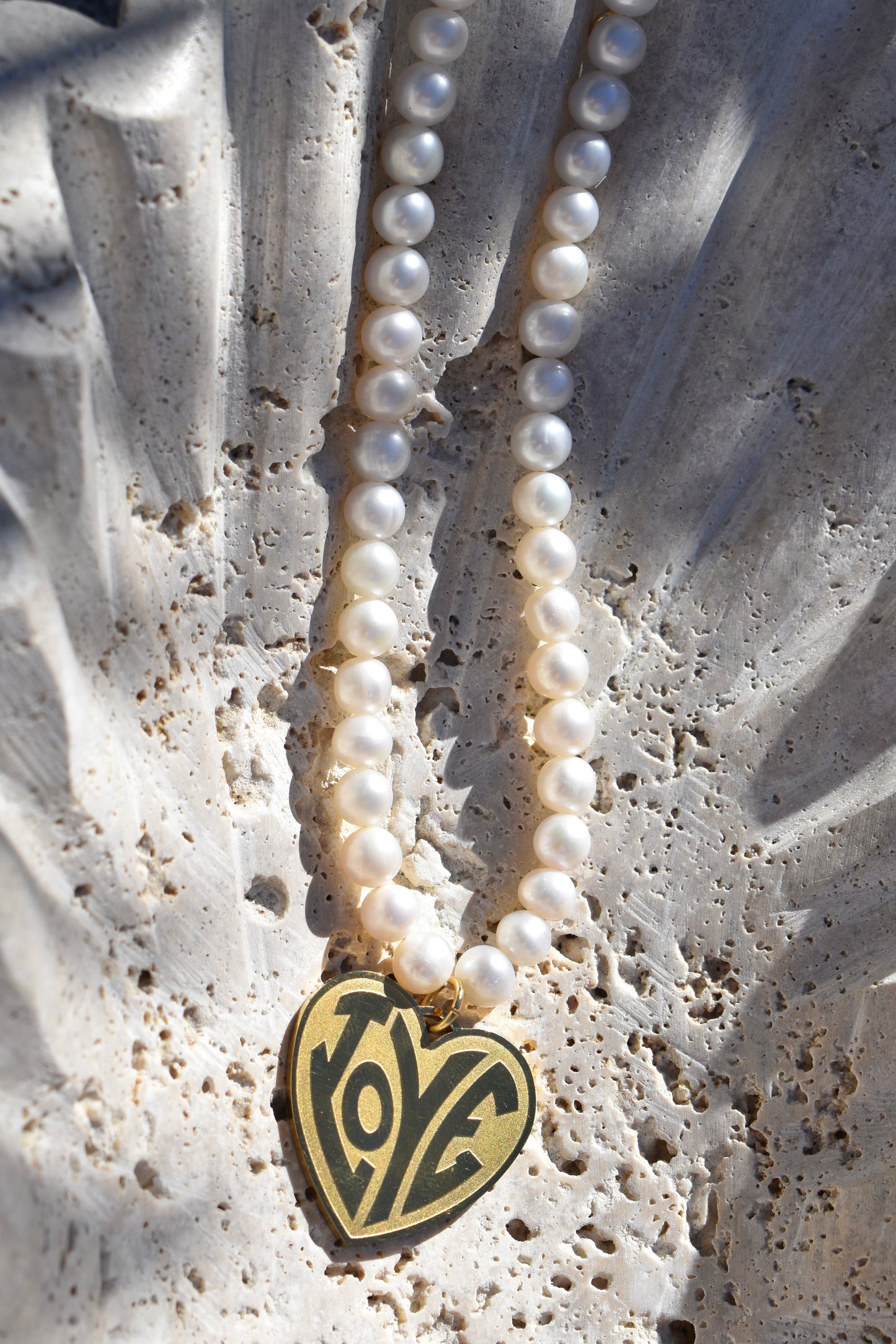 LOVE Heart Pearl Necklace