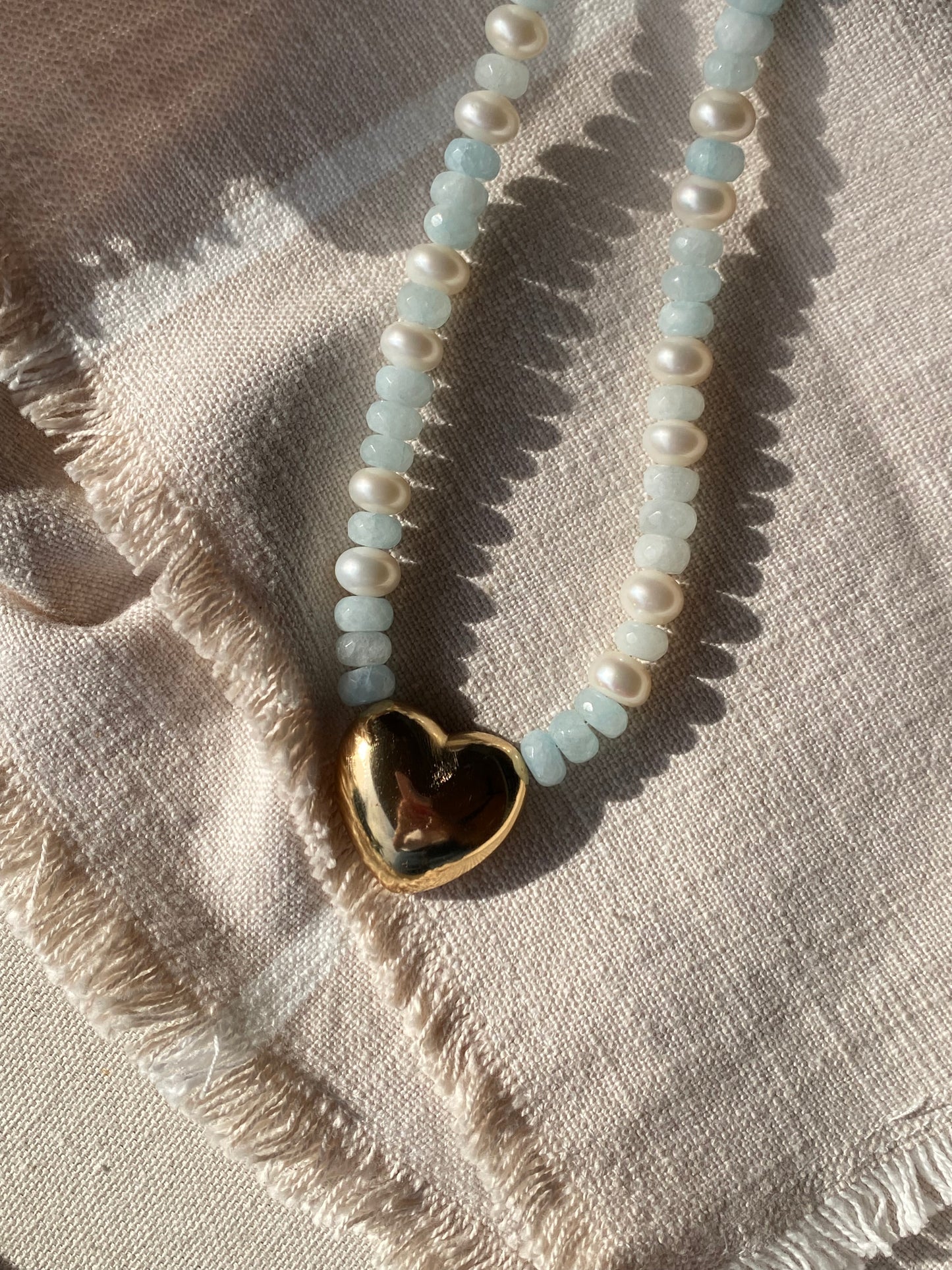 Aquamarine heart necklace