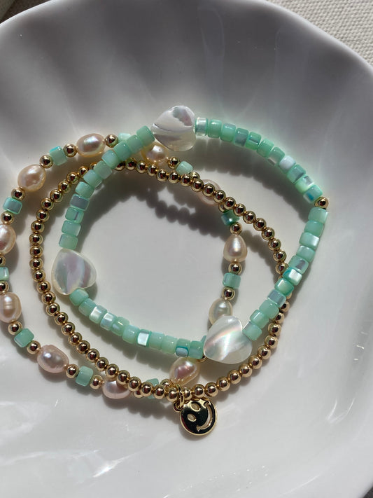 Teal waters bracelet set of 3