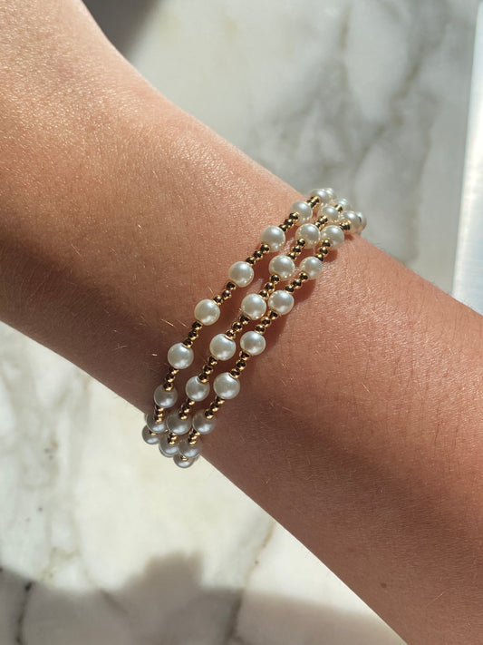 Triple pearl bracelet set of 3