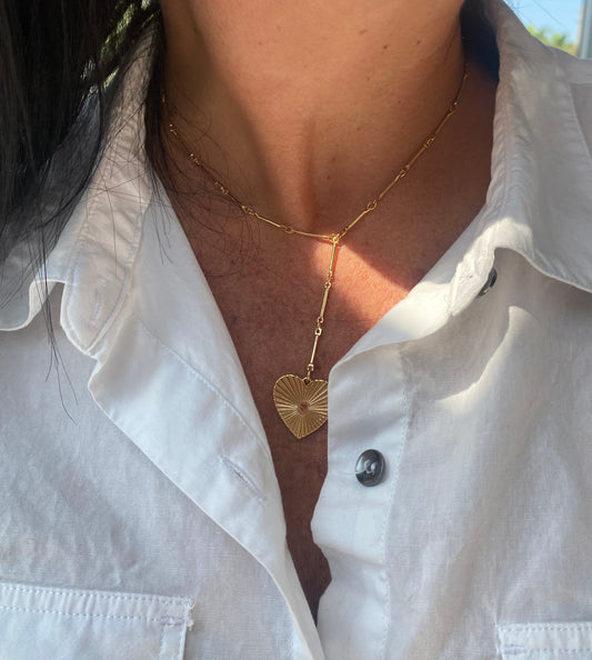 Golden love lariat necklace