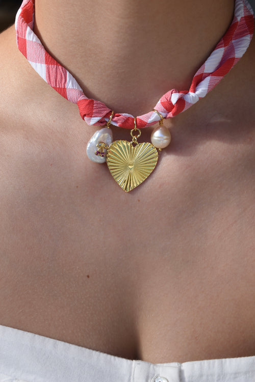 Summer Picnic Fabric Necklace