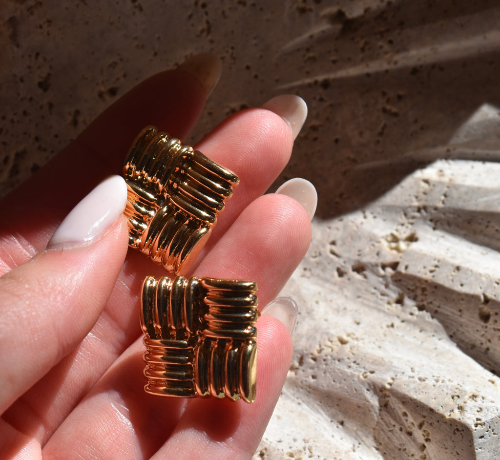 Chloe Statment Square Studs