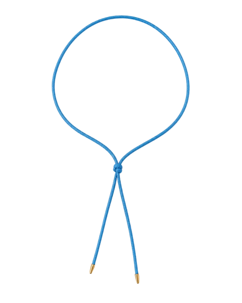 Blue cord with a knot on a white background