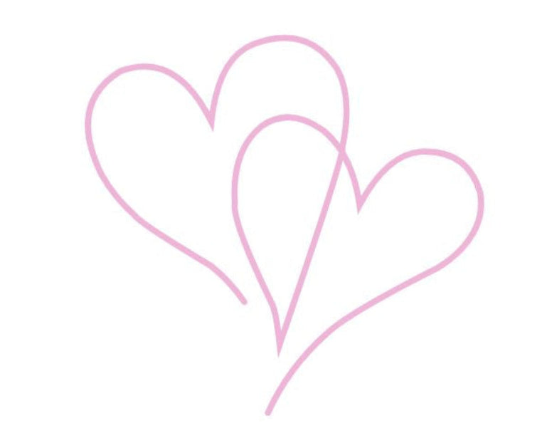 Two pink heart shapes on a white background