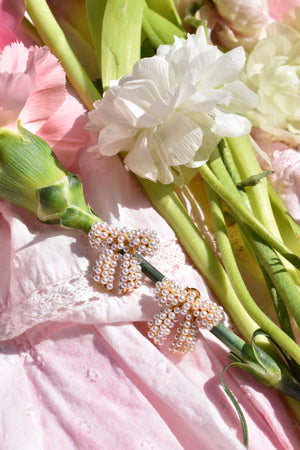 Fawn Bow Pearl Studs