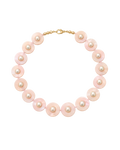 Pink pearl necklace on a white background