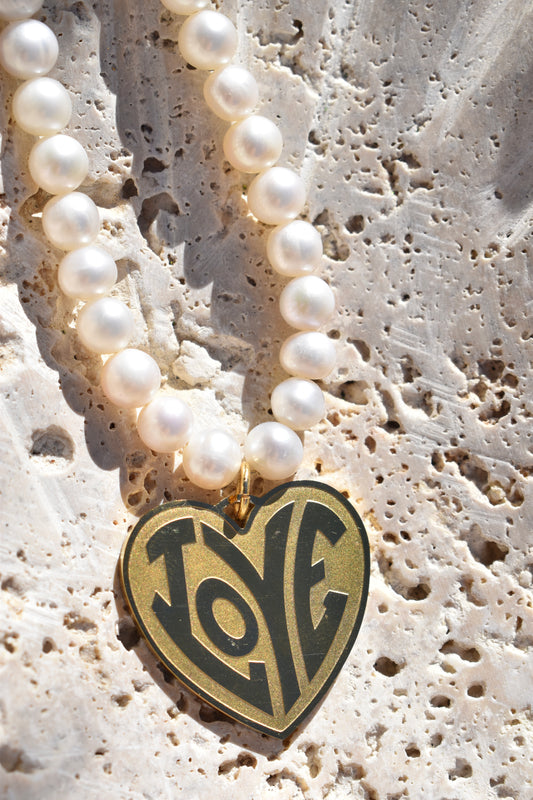 LOVE Heart Pearl Necklace