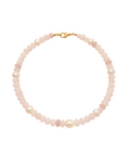 Necklace with pink beads on a white background