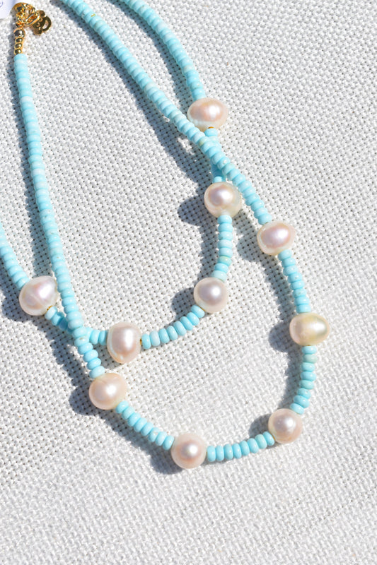 Nautical Turquoise Pearl Necklace
