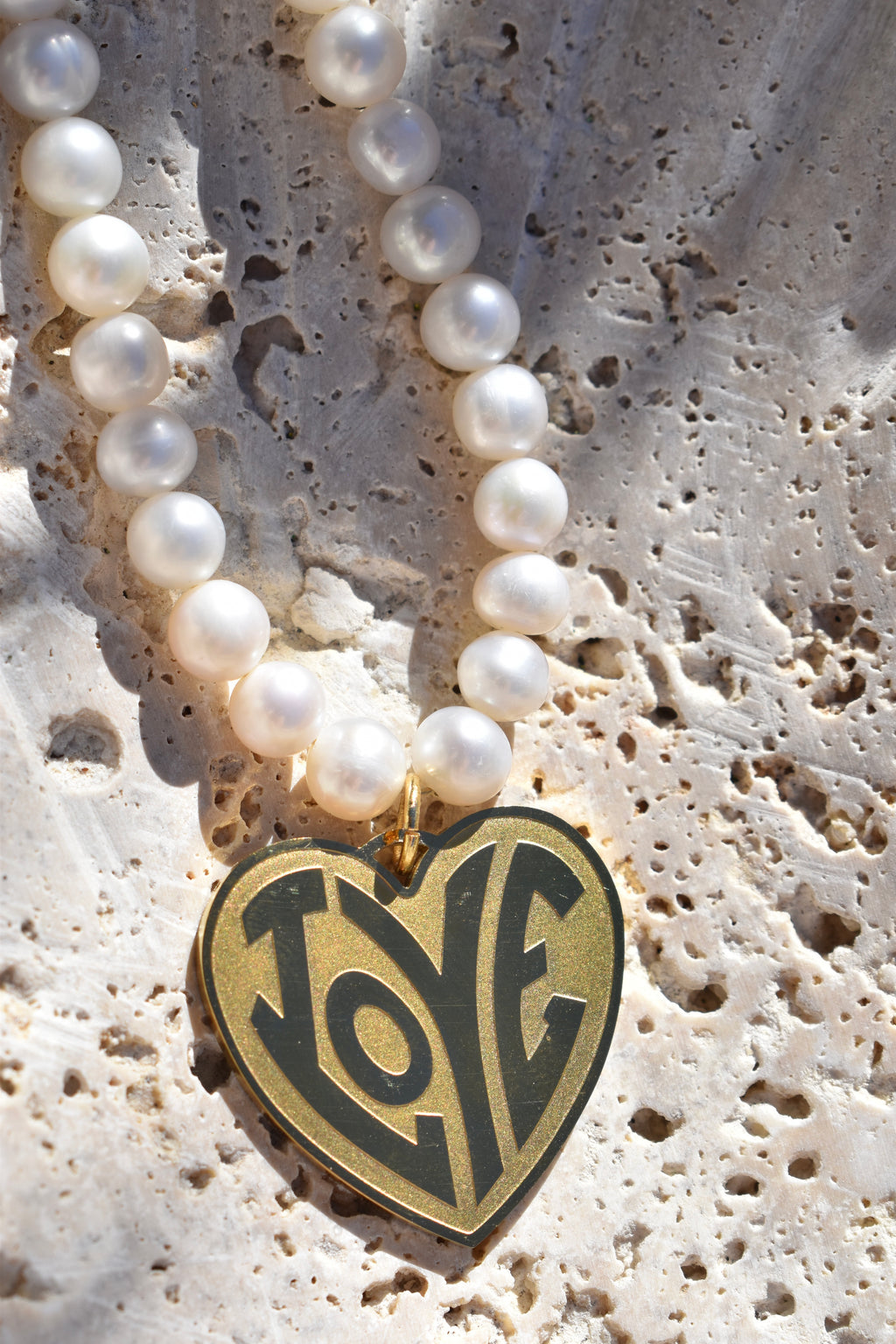 LOVE Heart Pearl Necklace