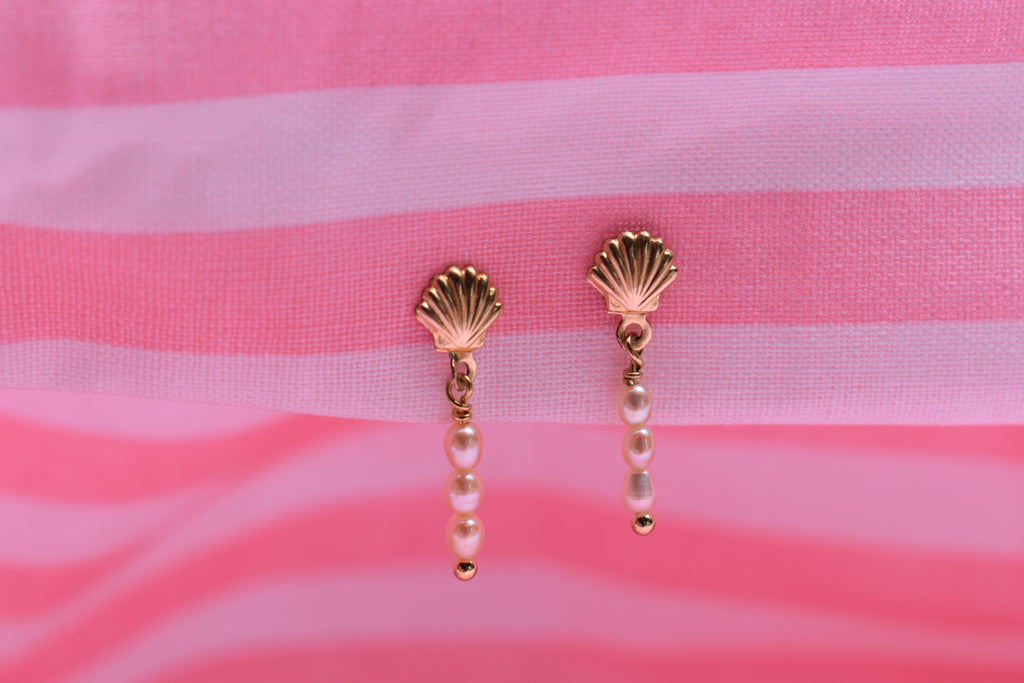 Coastal Scalloped Shell Dangly Studs