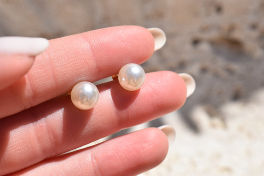 Staple pearl studs