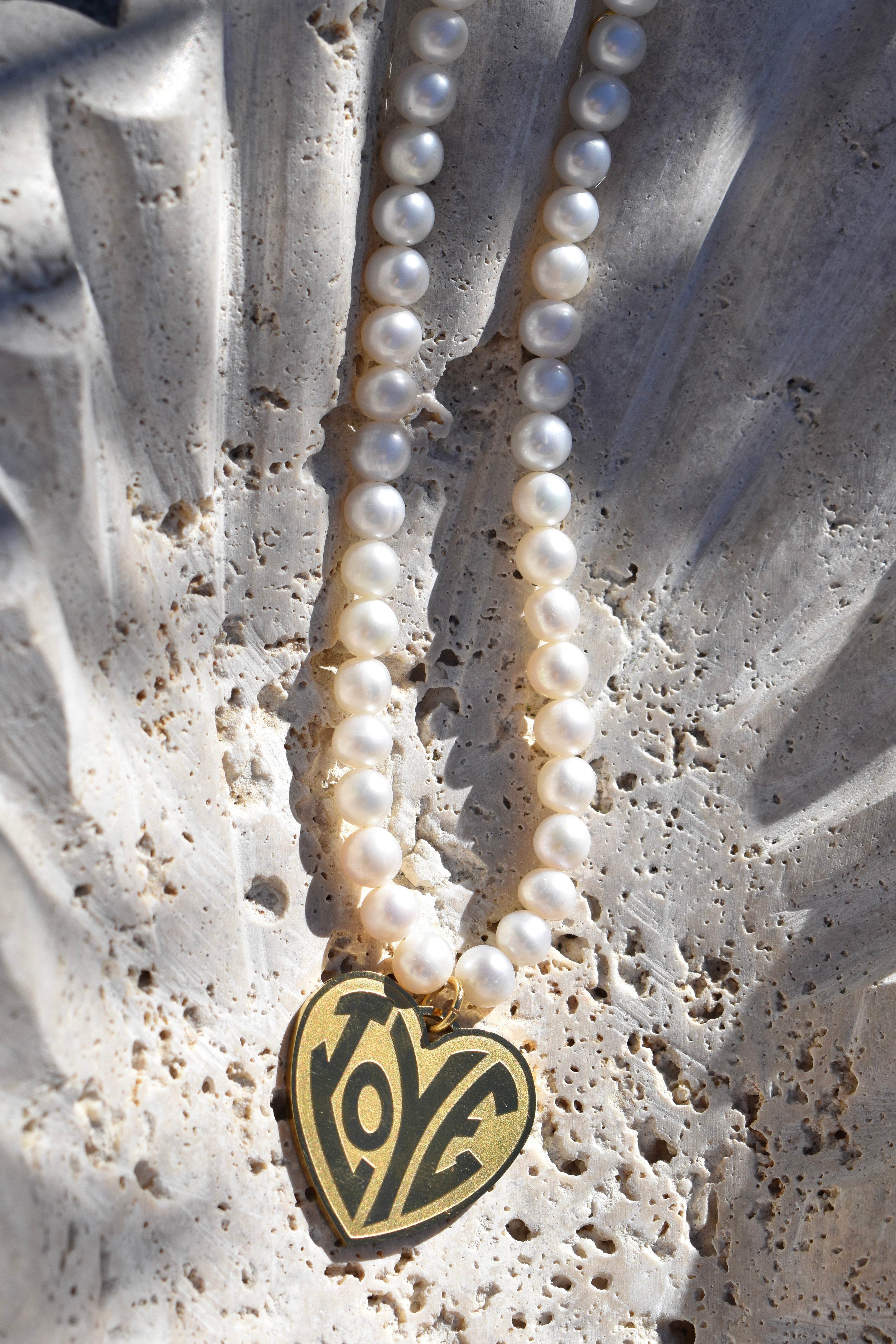 LOVE Heart Pearl Necklace