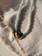 Aquamarine heart necklace