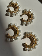 Pearl cascade wrapped hoops