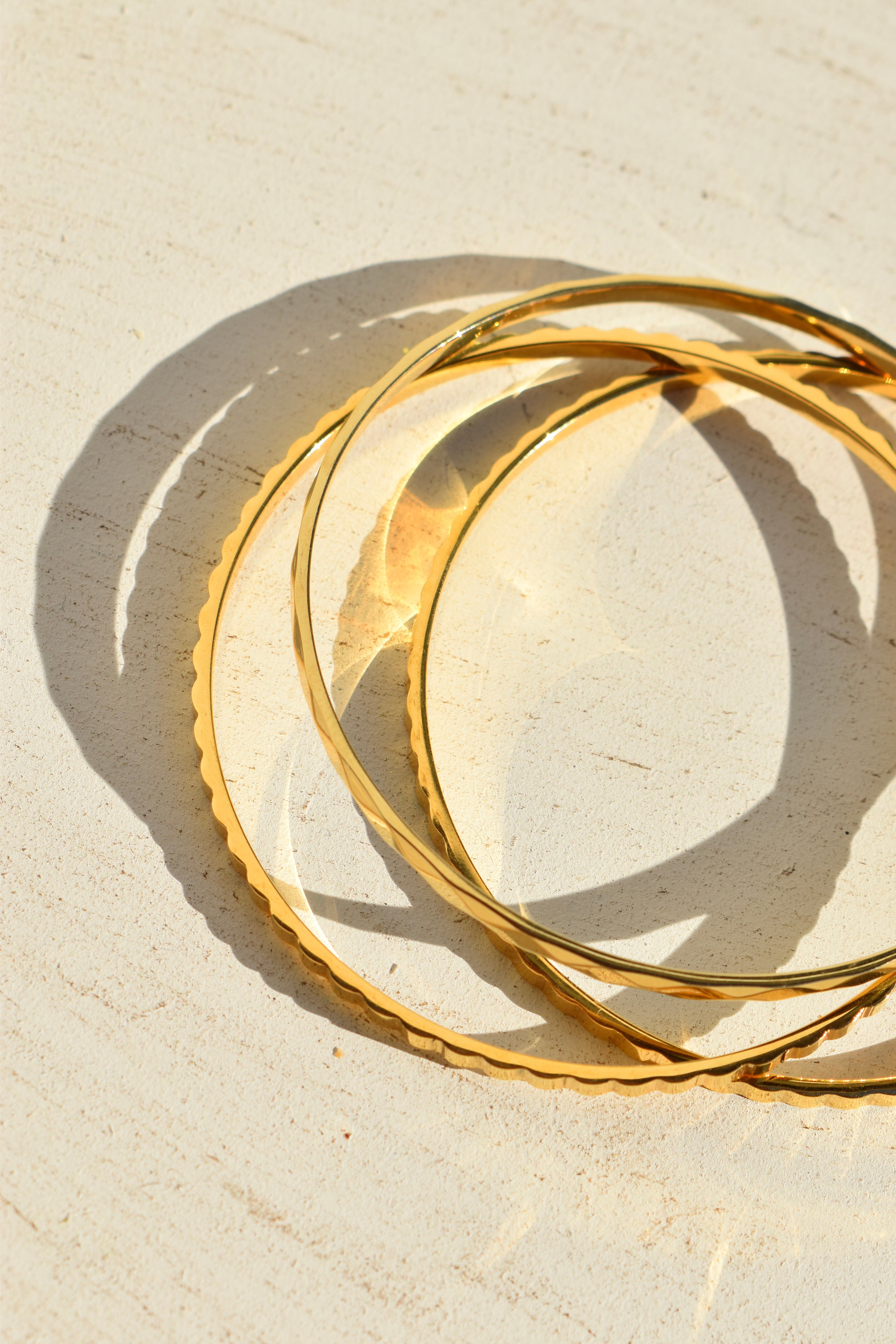 Thin & Textured Bangle Set of 3