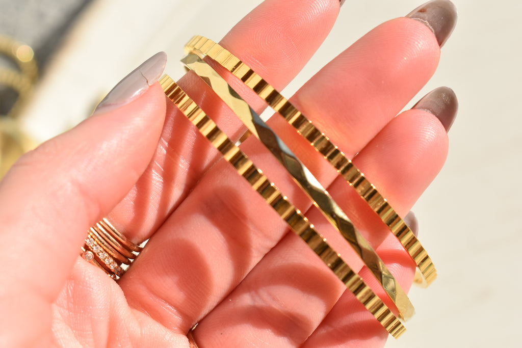 Thin & Textured Bangle Set of 3