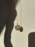 Sunburst mother of pearl coin necklace