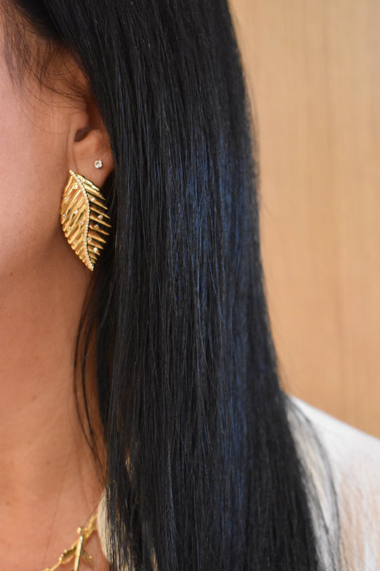 Golden Leaf Statement Earrings