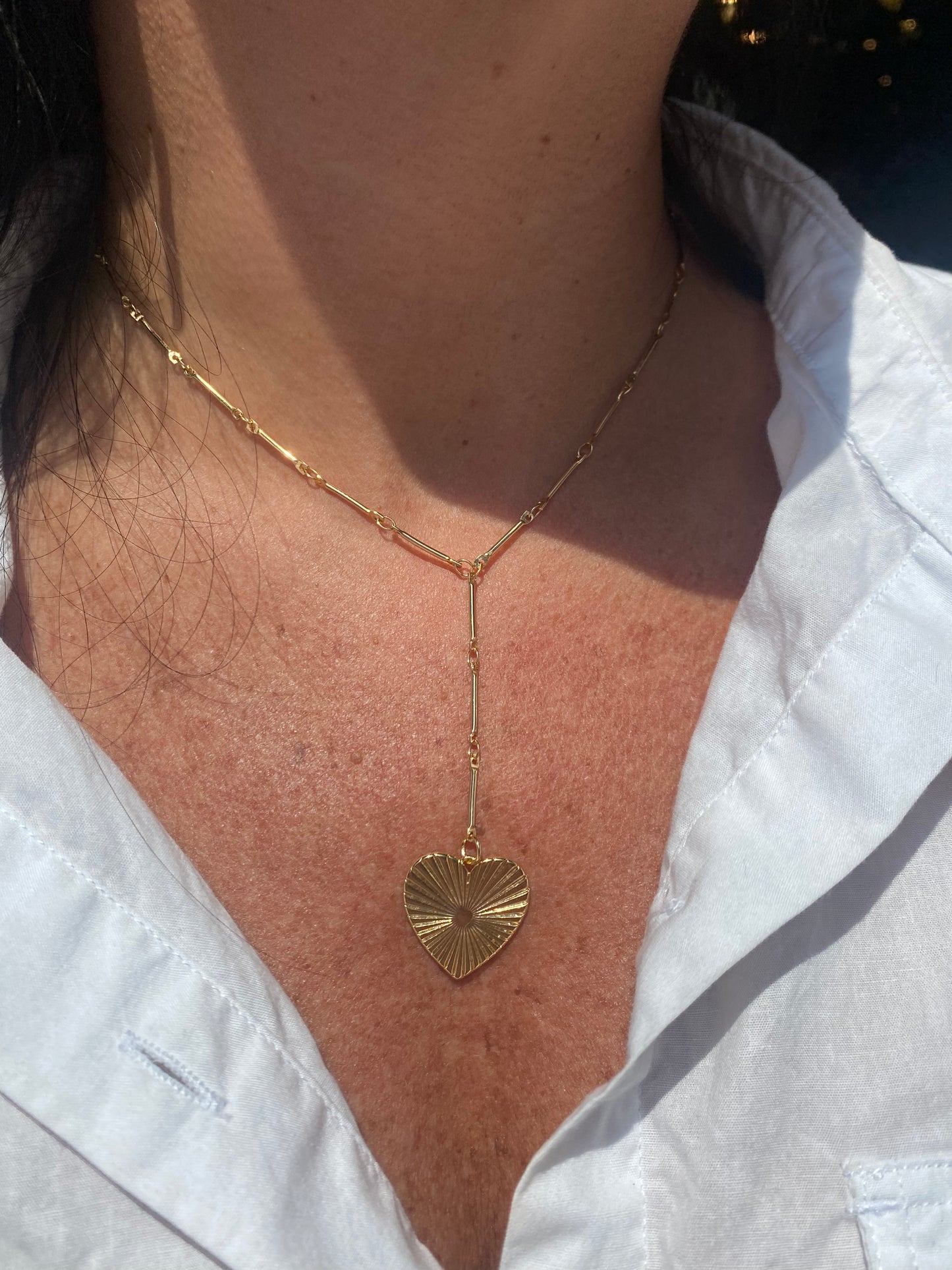 Golden love lariat necklace