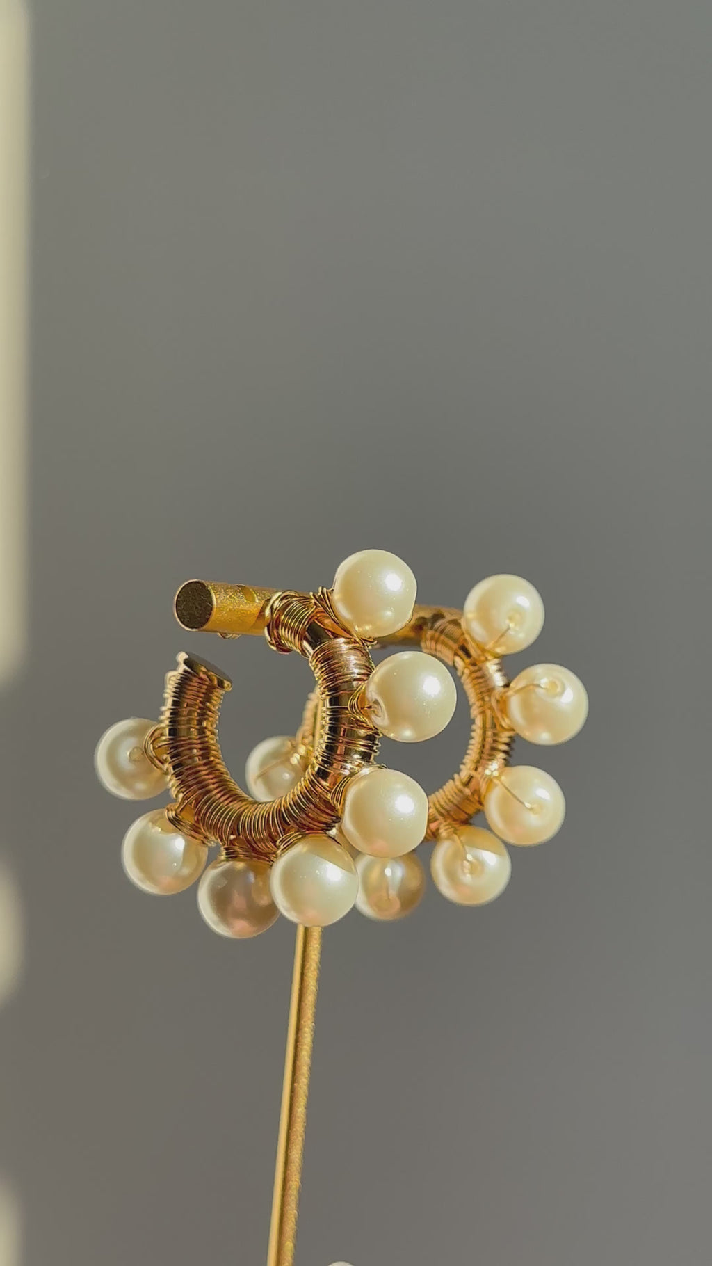 Pearl cascade wrapped hoops