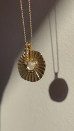 Sunburst mother of pearl coin necklace